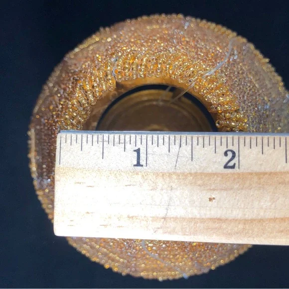 Set of 2 GOLD-TONED TEA-LIGHT CANDLE LAMPS with GOLD COLORED BEADED LAMPSHADES - Picture 13 of 16